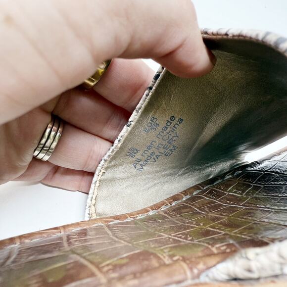 [Sam Edelman] Valery Snake Print Embossed Leather Mini Wedge Slide Sandals Sz 8 - Picture 11 of 12